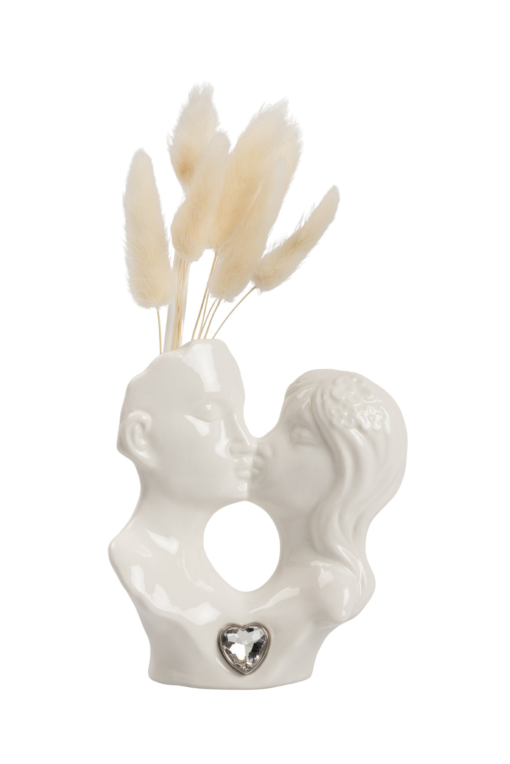 Profumatore coppia bianca con cuore in cristallo bomboniera per matrimonio, ricorrenze, Harmony PRMT26158