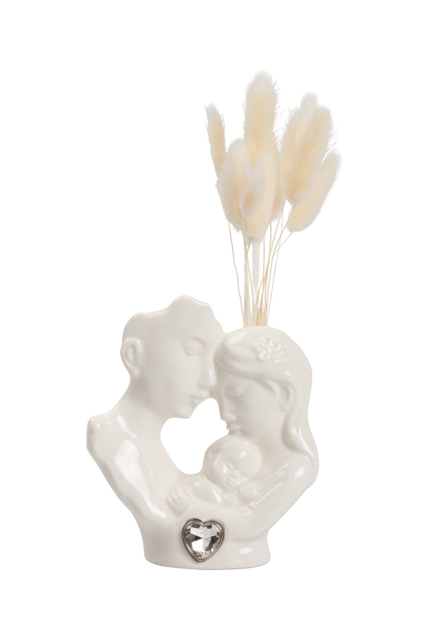 Profumatore sacra famiglia con cuore in cristallo bomboniera per matrimonio, ricorrenze, Harmony PRMT26159
