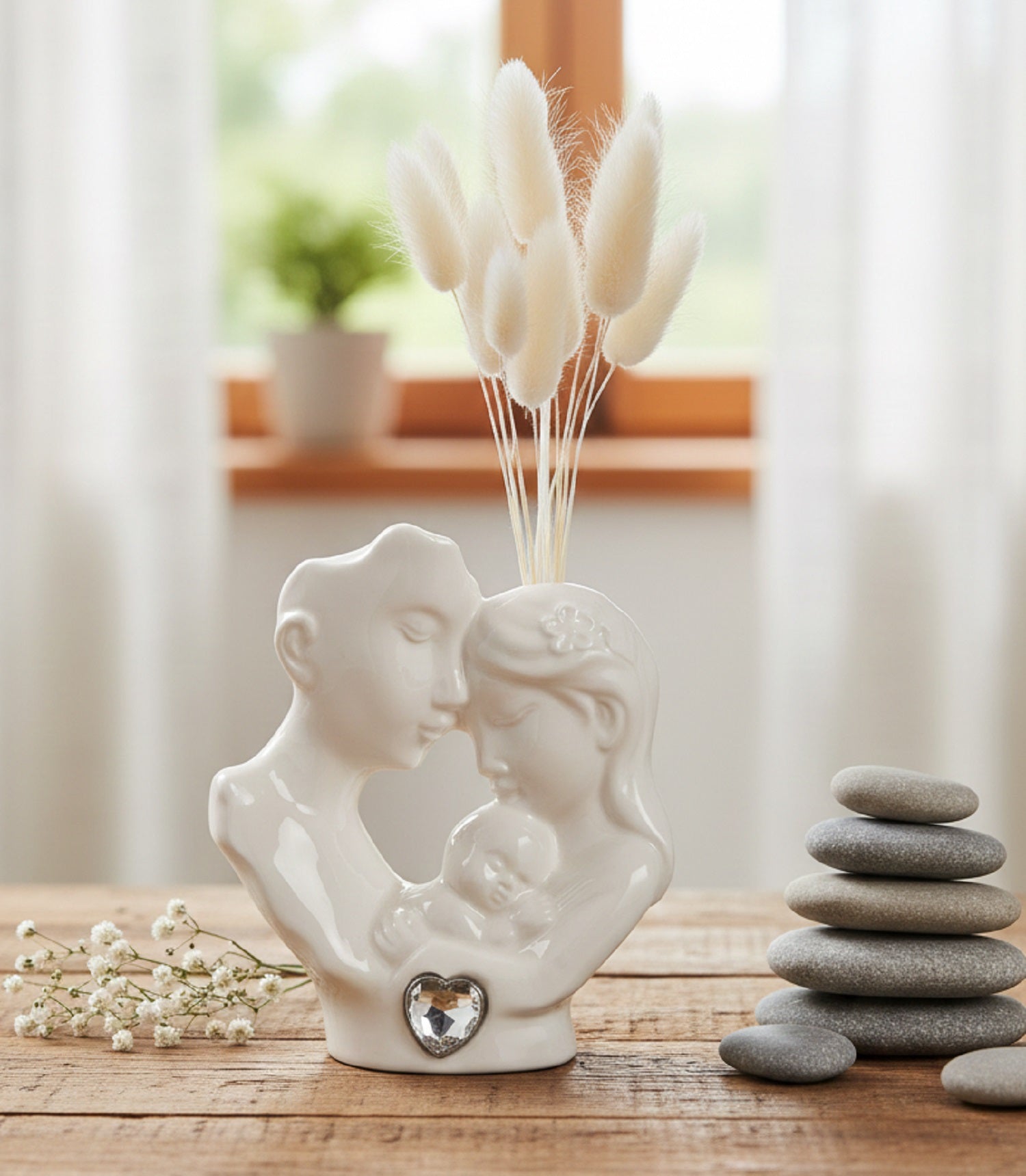 Profumatore sacra famiglia con cuore in cristallo bomboniera per matrimonio, ricorrenze, Harmony PRMT26159