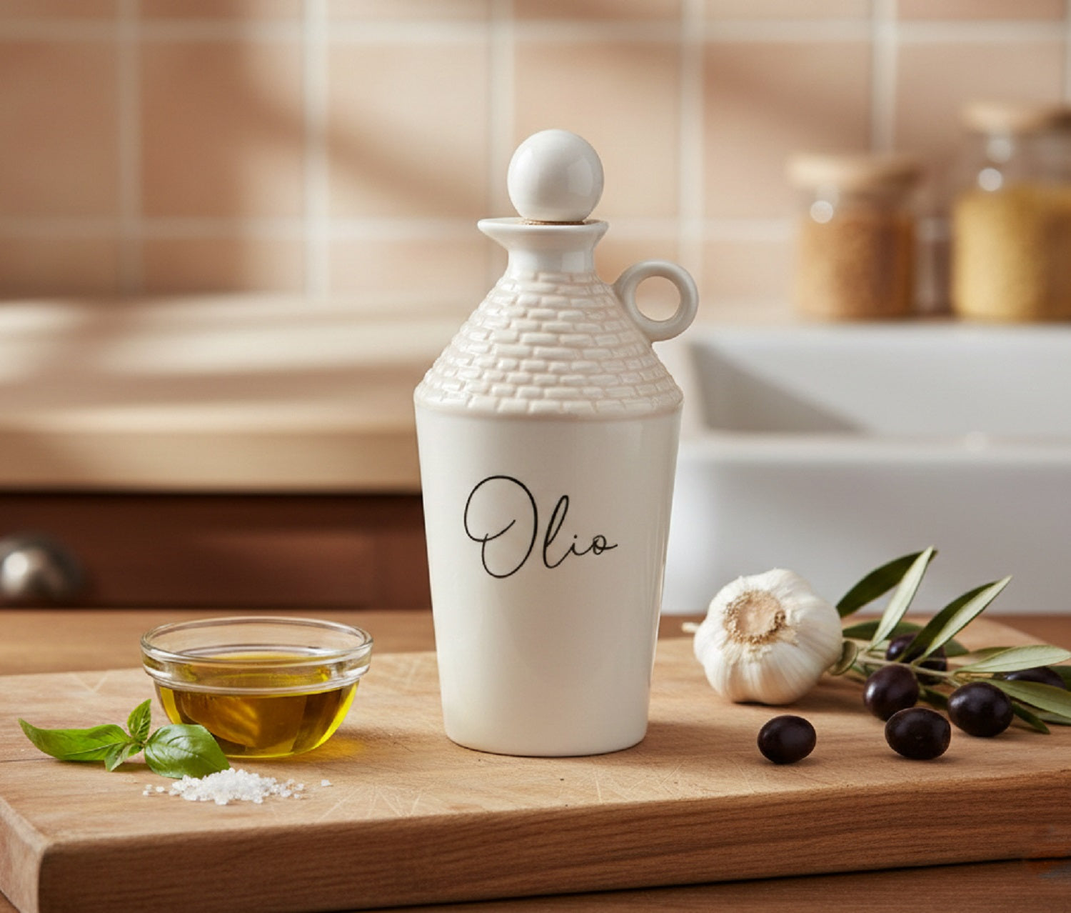 Oliera trullo in porcellana bianca bomboniera per matrimonio, ricorrenze, Harmony