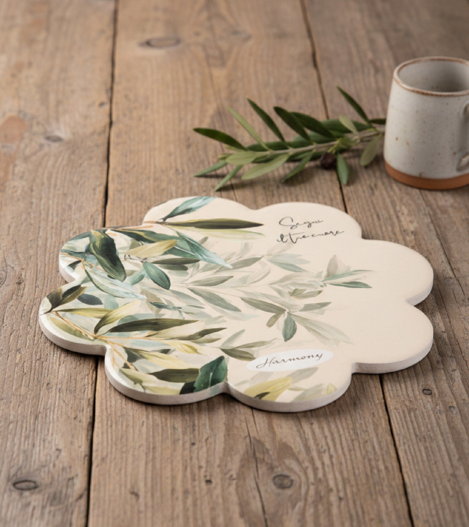 Sottopentola in porcellana con decorazione bomboniera per matrimonio, ricorrenze, Harmony PRMT26194