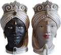 Coppia teste di moro vasi in ceramica siciliana realizzate e decorate a mano da ceramisti siciliani PV (011)