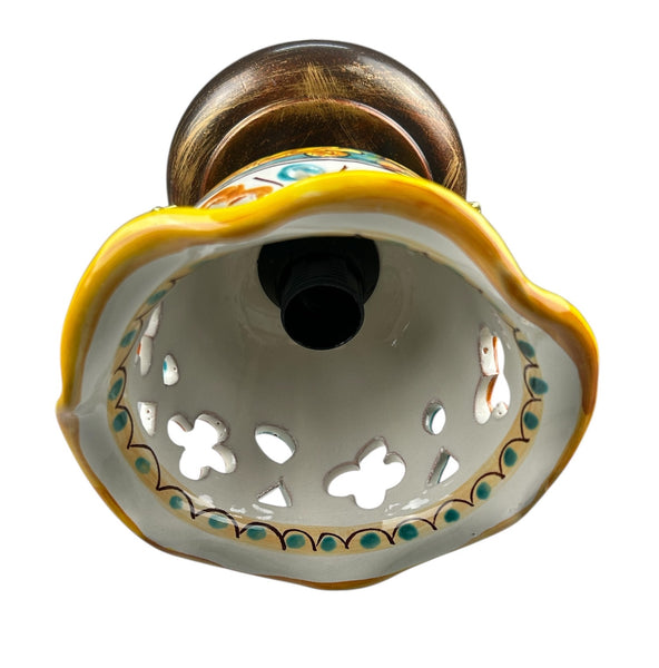 Plafoniera Spot da Soffitto, 1 Luce, Ferro Battuto e Ceramica Siciliana, Cucina, Bagno e Veranda D 15 art. martina