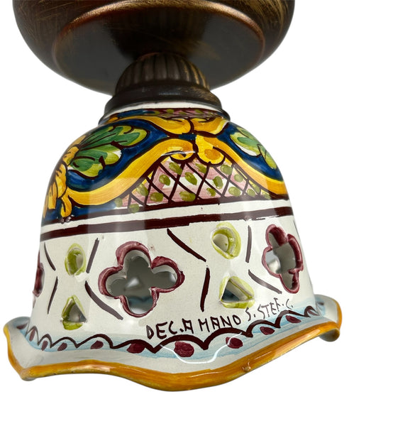 Plafoniera Spot da Soffitto, 1 Luce, Ferro Battuto e Ceramica Siciliana, Cucina, Bagno e Veranda D 15 art. candida