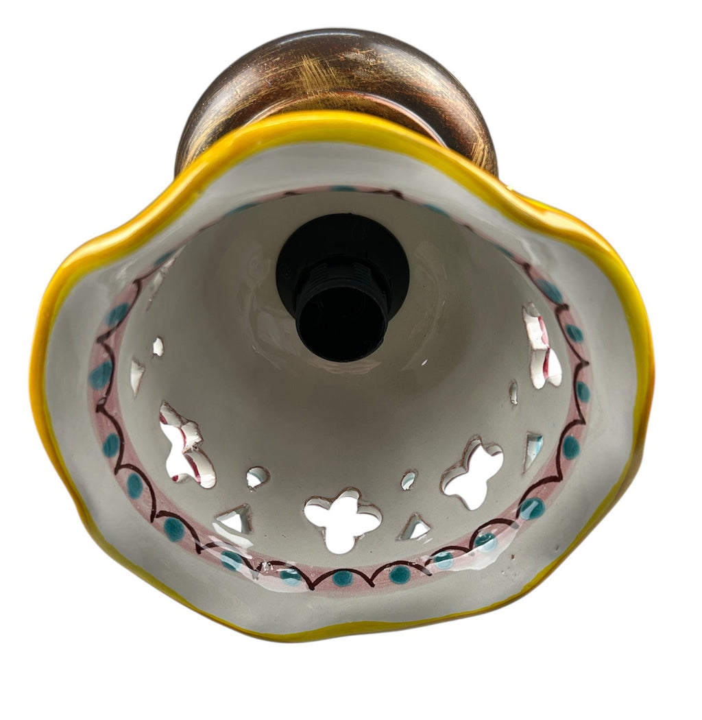 Plafoniera Spot da Soffitto, 1 Luce, Ferro Battuto e Ceramica Siciliana, Cucina, Bagno e Veranda D 15 art. giulia