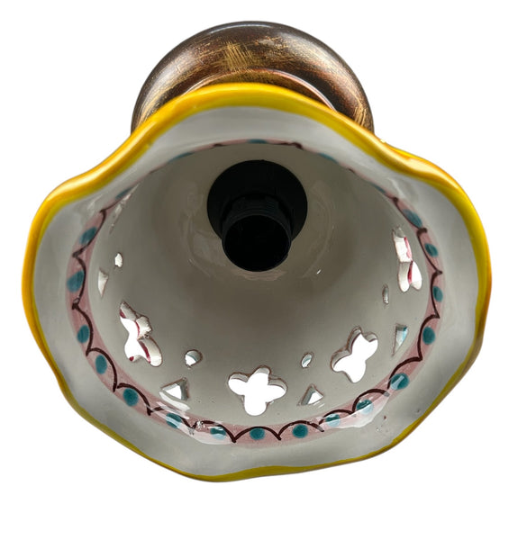 Plafoniera Spot da Soffitto, 1 Luce, Ferro Battuto e Ceramica Siciliana, Cucina, Bagno e Veranda D 15 art. giulia