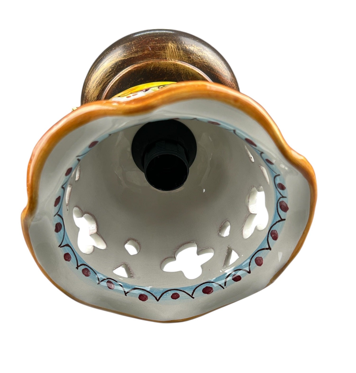 Plafoniera Spot da Soffitto, 1 Luce, Ferro Battuto e Ceramica Siciliana, Cucina, Bagno e Veranda D 15 art. limoni