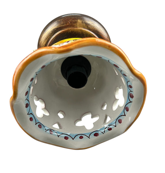 Plafoniera Spot da Soffitto, 1 Luce, Ferro Battuto e Ceramica Siciliana, Cucina, Bagno e Veranda D 15 art. limoni