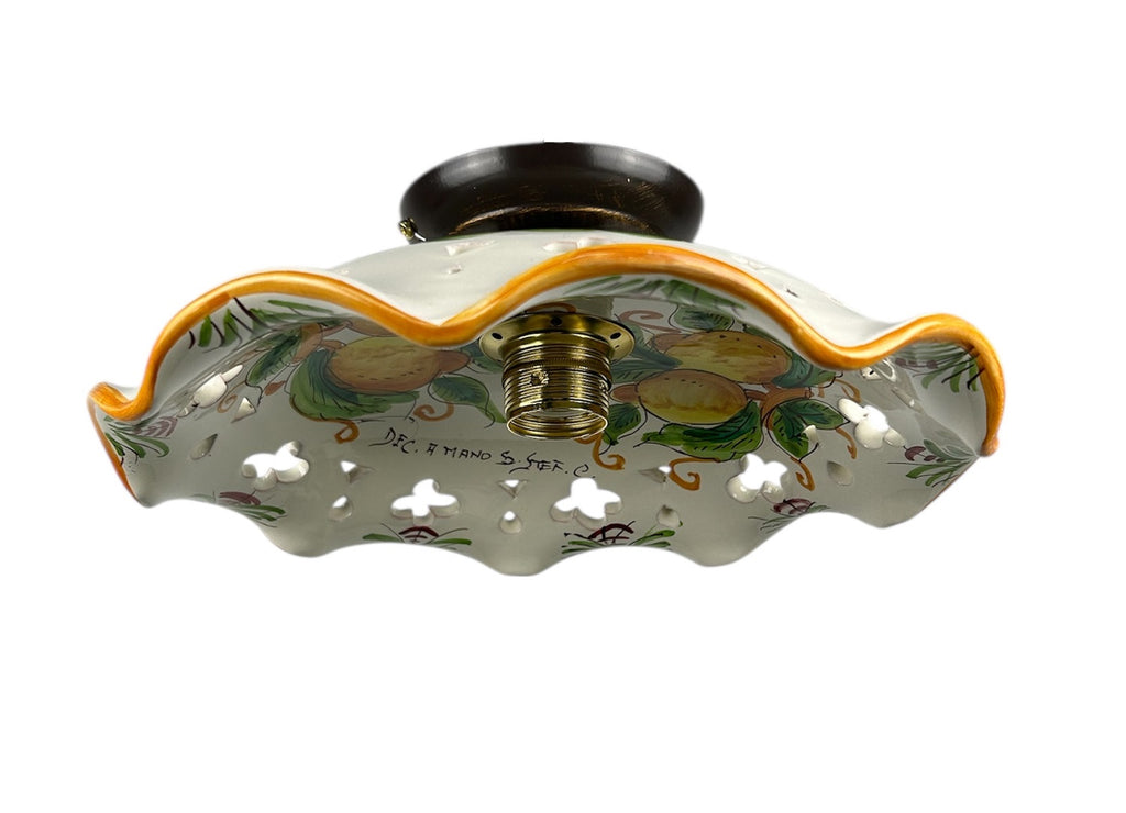 Plafoniera Spot da Soffitto, 1 Luce, Ferro Battuto e Ceramica Siciliana, Cucina, Bagno e Veranda art. limoni