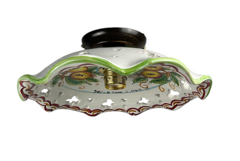 Plafoniera Spot da Soffitto, 1 Luce, Ferro Battuto e Ceramica Siciliana, Cucina, Bagno e Veranda art. melograno