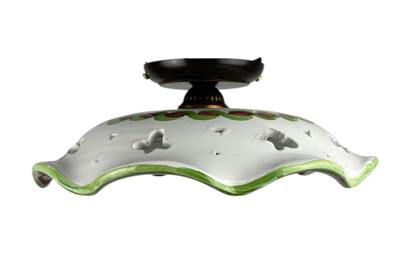 Plafoniera Spot da Soffitto, 1 Luce, Ferro Battuto e Ceramica Siciliana, Cucina, Bagno e Veranda art. melograno