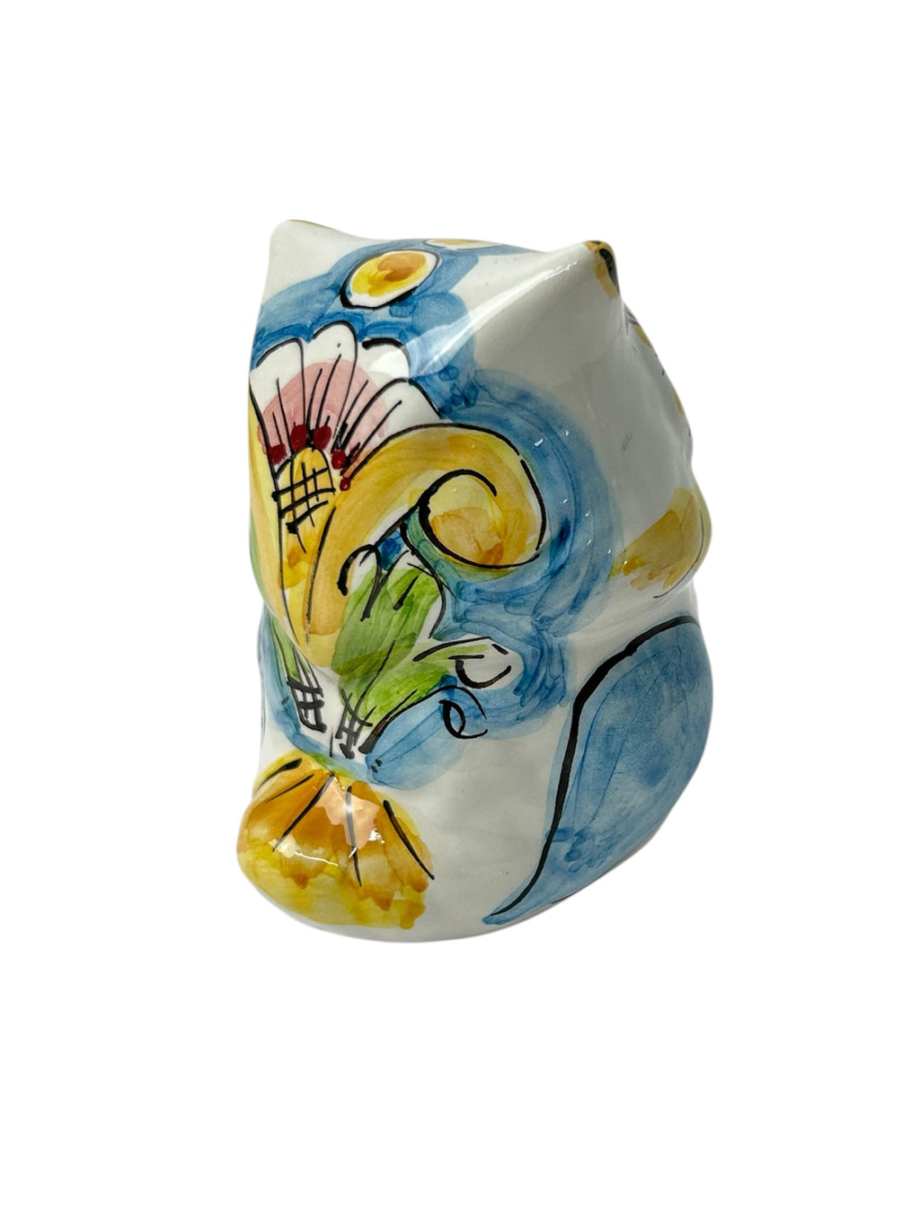 Sicilian ceramic owl from Caltagirone made and decorated by hand 