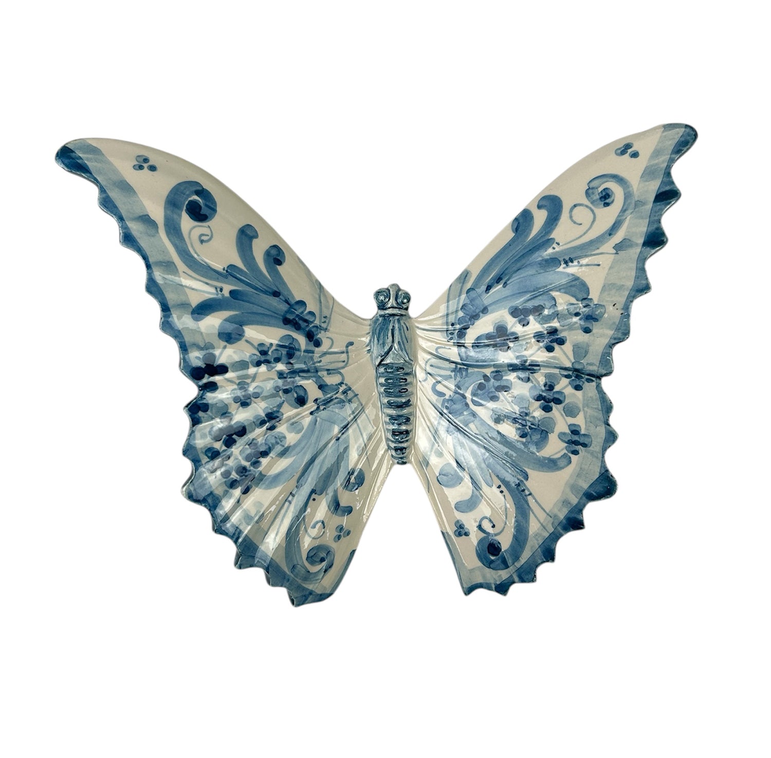Farfalla in ceramica siciliana di caltagirone realizzata e decorata a mano art. 07