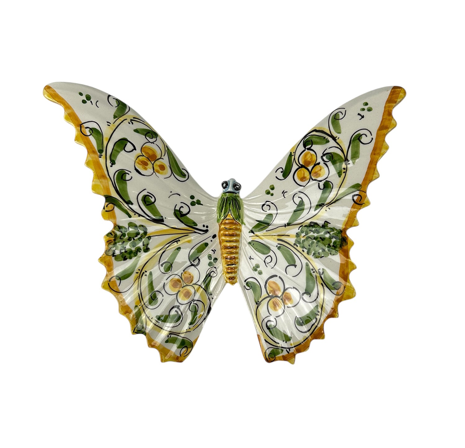 Sicilian ceramic butterfly from Caltagirone, hand-made and decorated, art. 02 