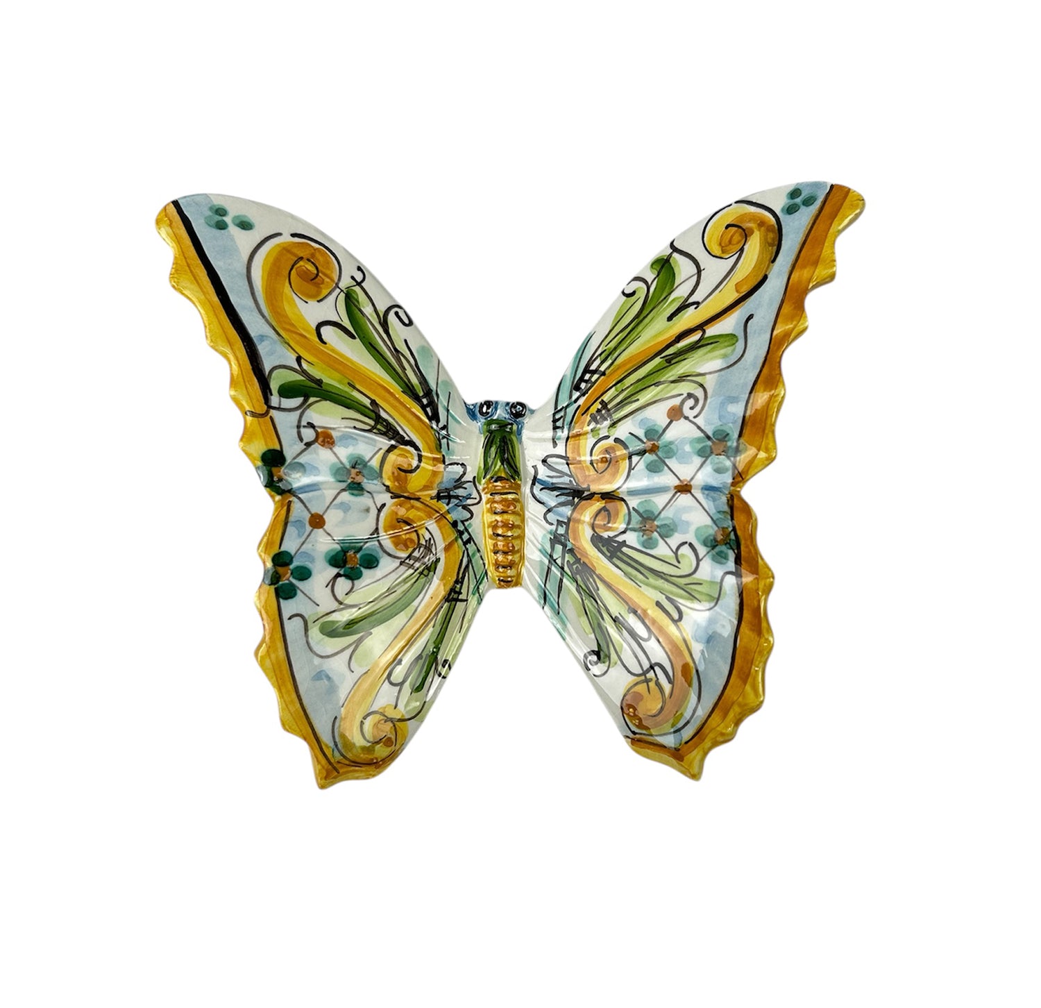 Farfalla in ceramica siciliana di caltagirone realizzata e decorata a mano art. 11