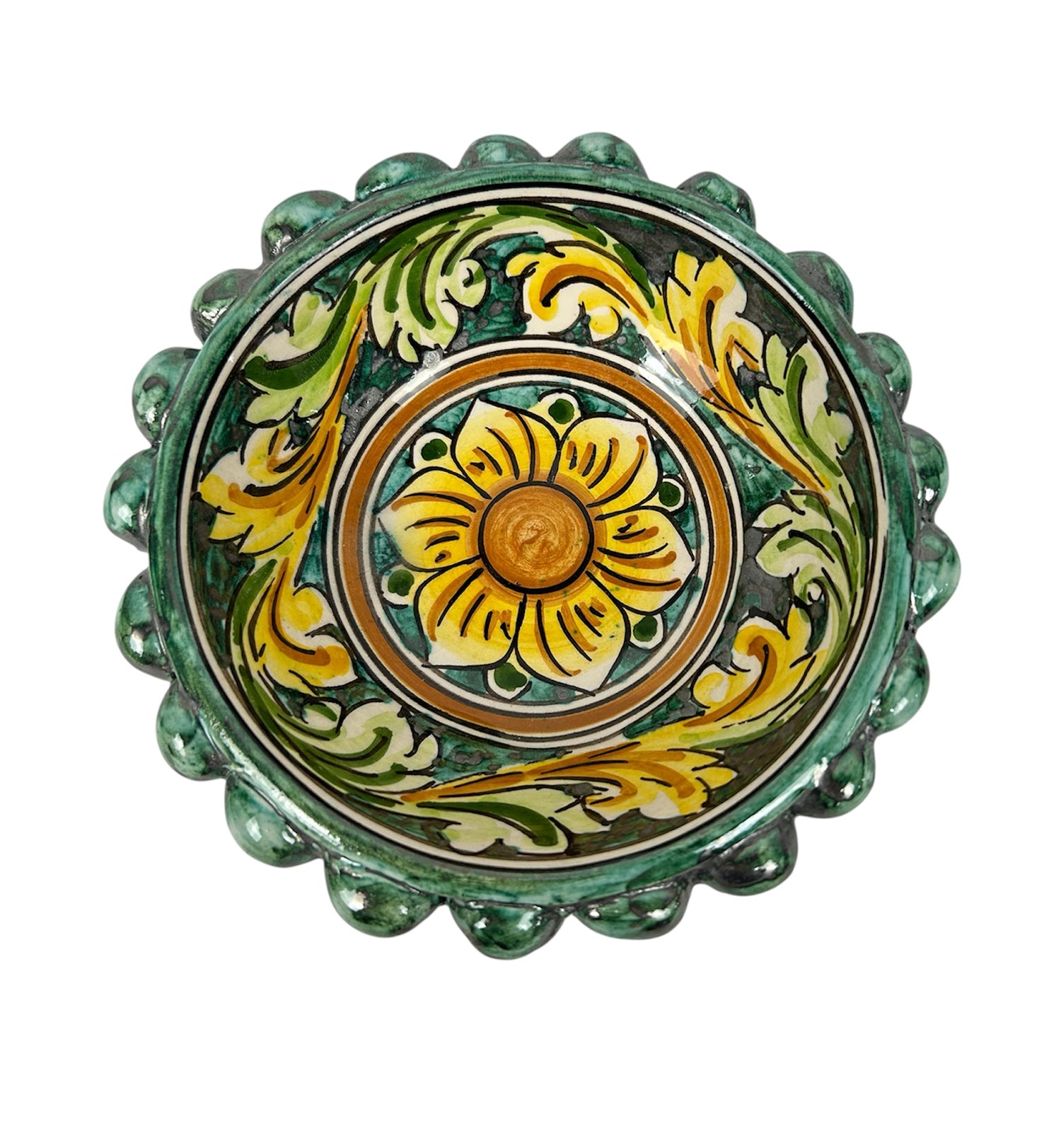 Ciotola Pigna Decorativa in Ceramica di Caltagirone Decorata a Mano 07