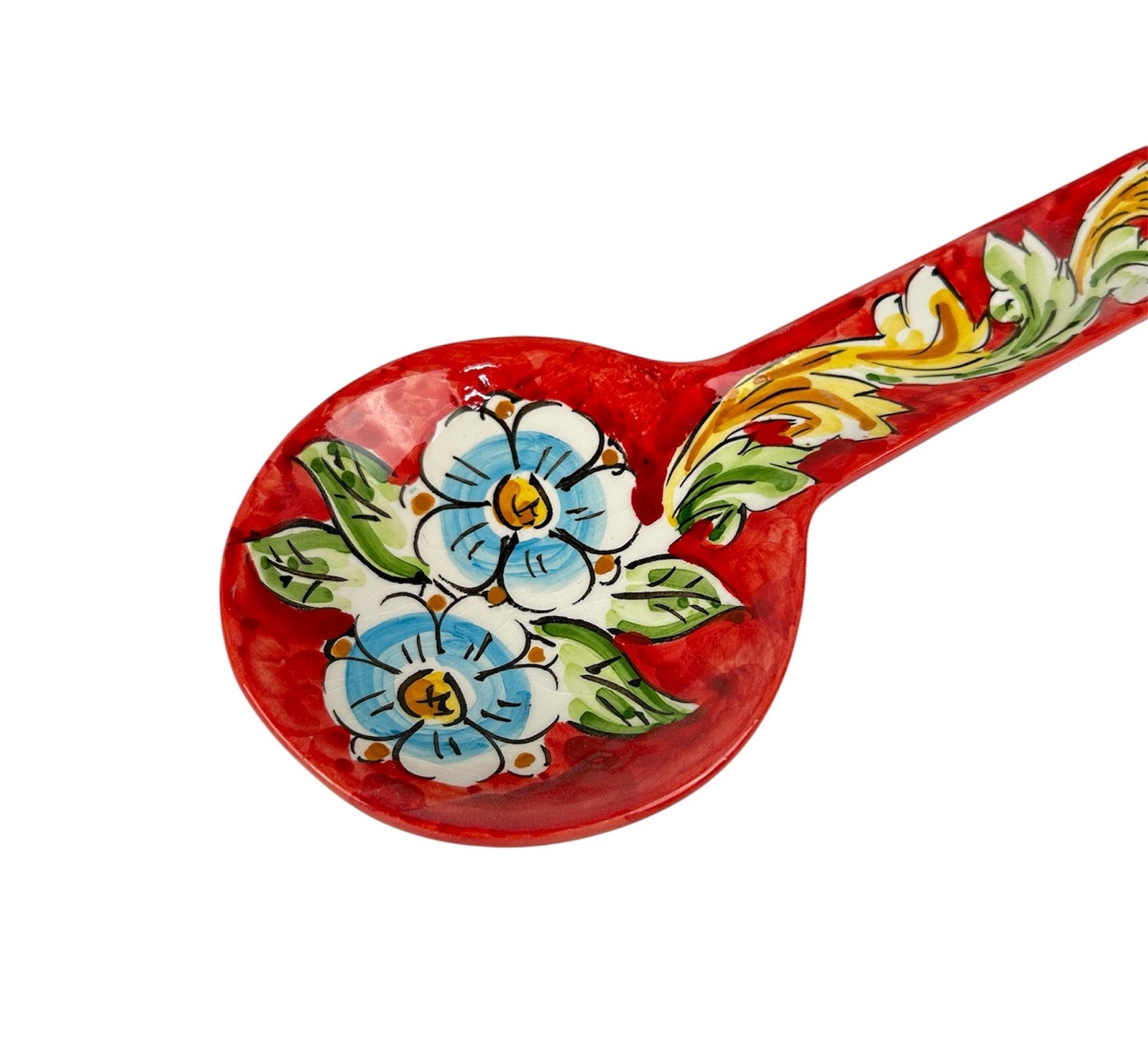 Poggiamestolo in Ceramica Siciliana di Caltagirone Decorato a Mano Artigianalmente Fiore