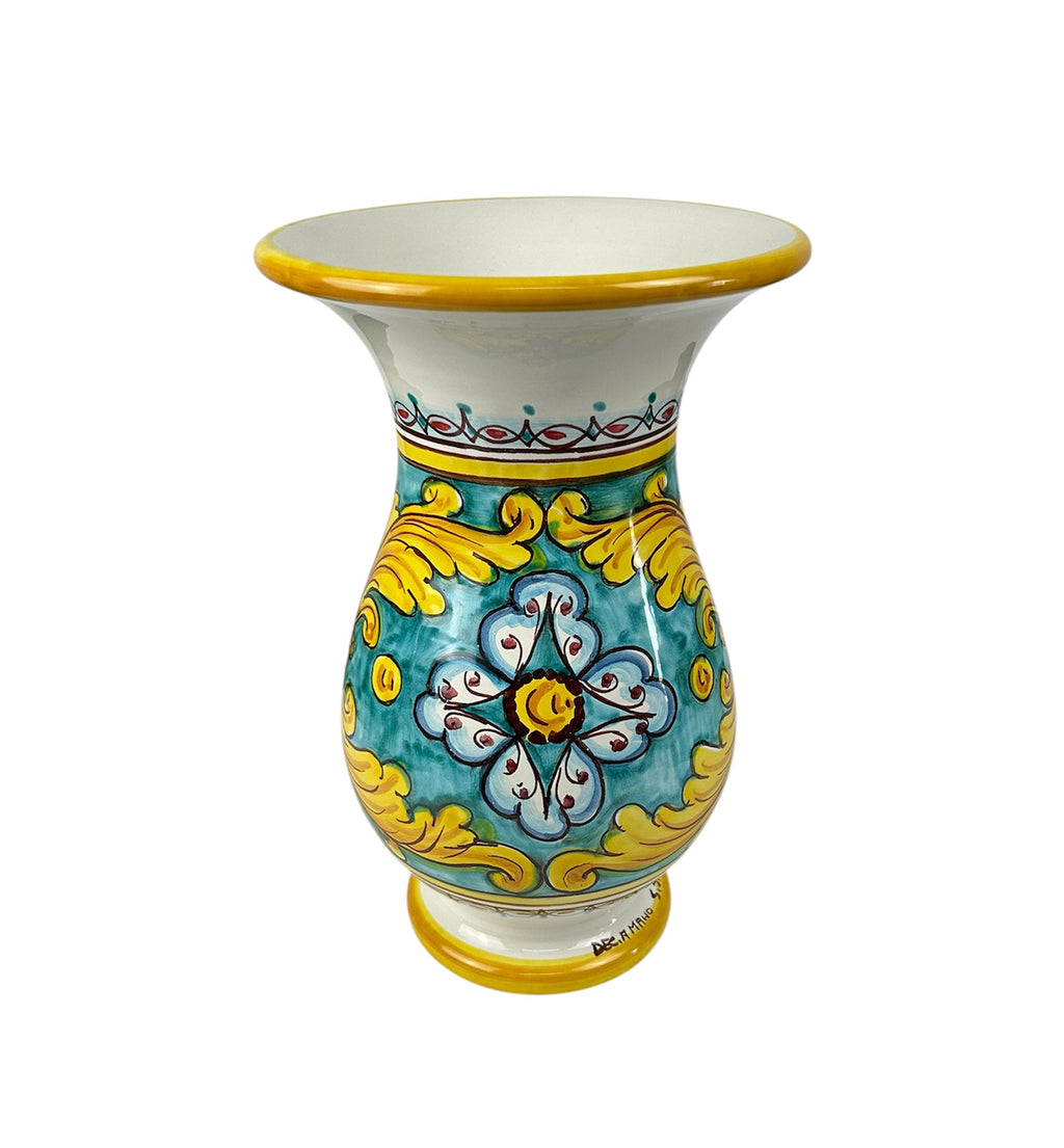 Vaso lavorato in ceramica decorata a mano da ceramisti siciliani gomes art 16