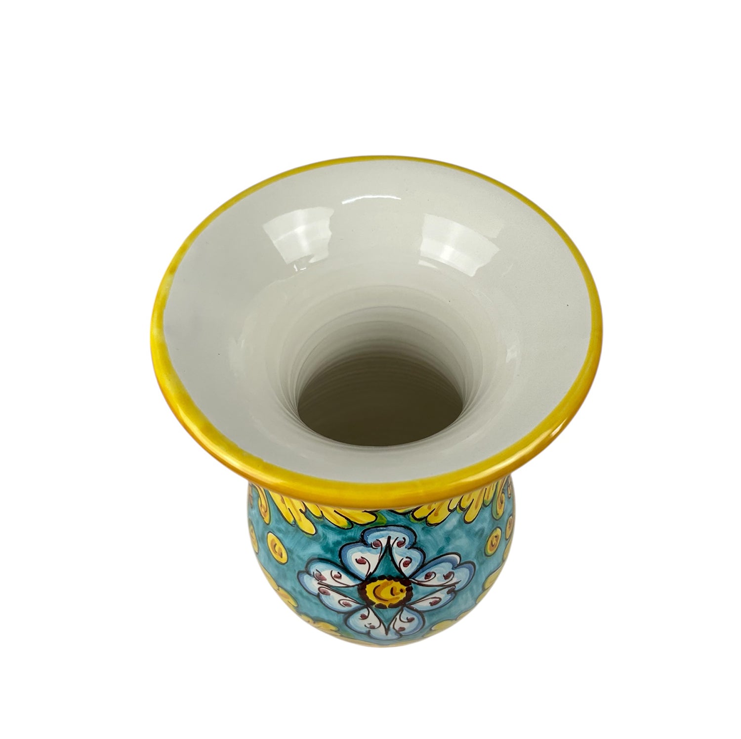 Vaso lavorato in ceramica decorata a mano da ceramisti siciliani gomes art 16