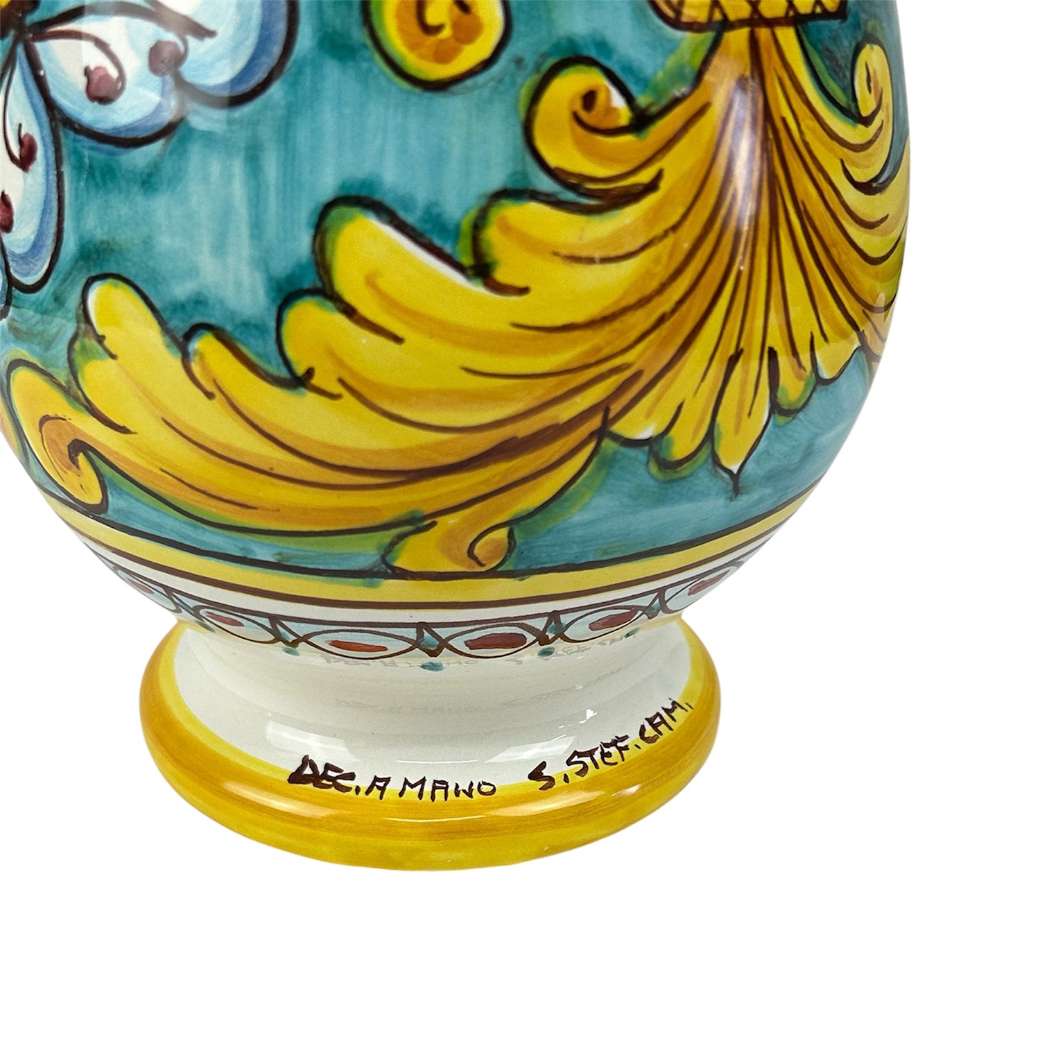 Vaso lavorato in ceramica decorata a mano da ceramisti siciliani gomes art 16