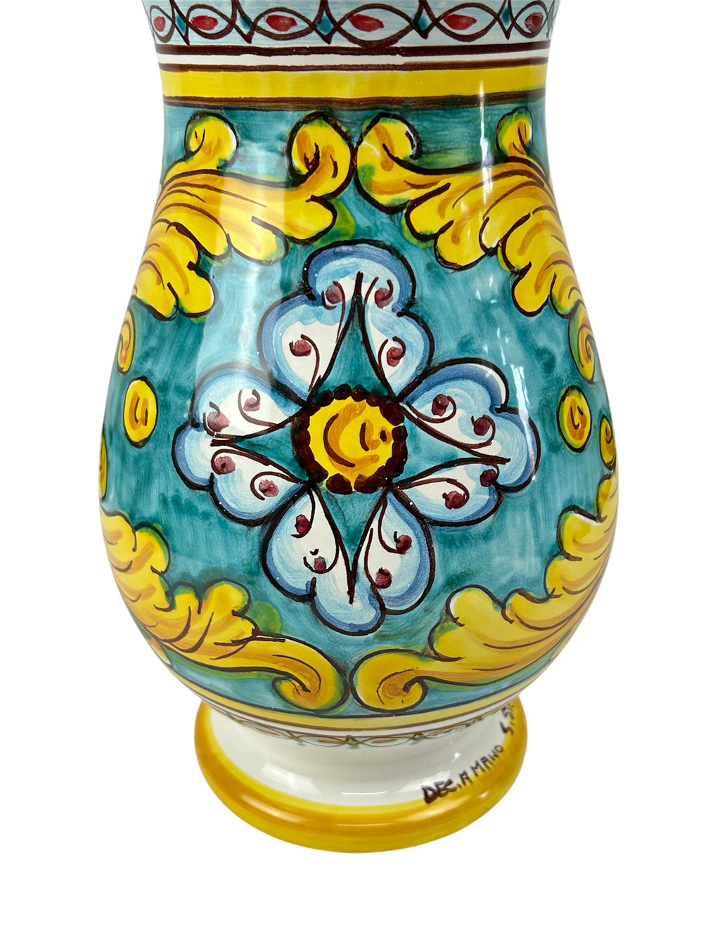 Vaso lavorato in ceramica decorata a mano da ceramisti siciliani gomes art 16