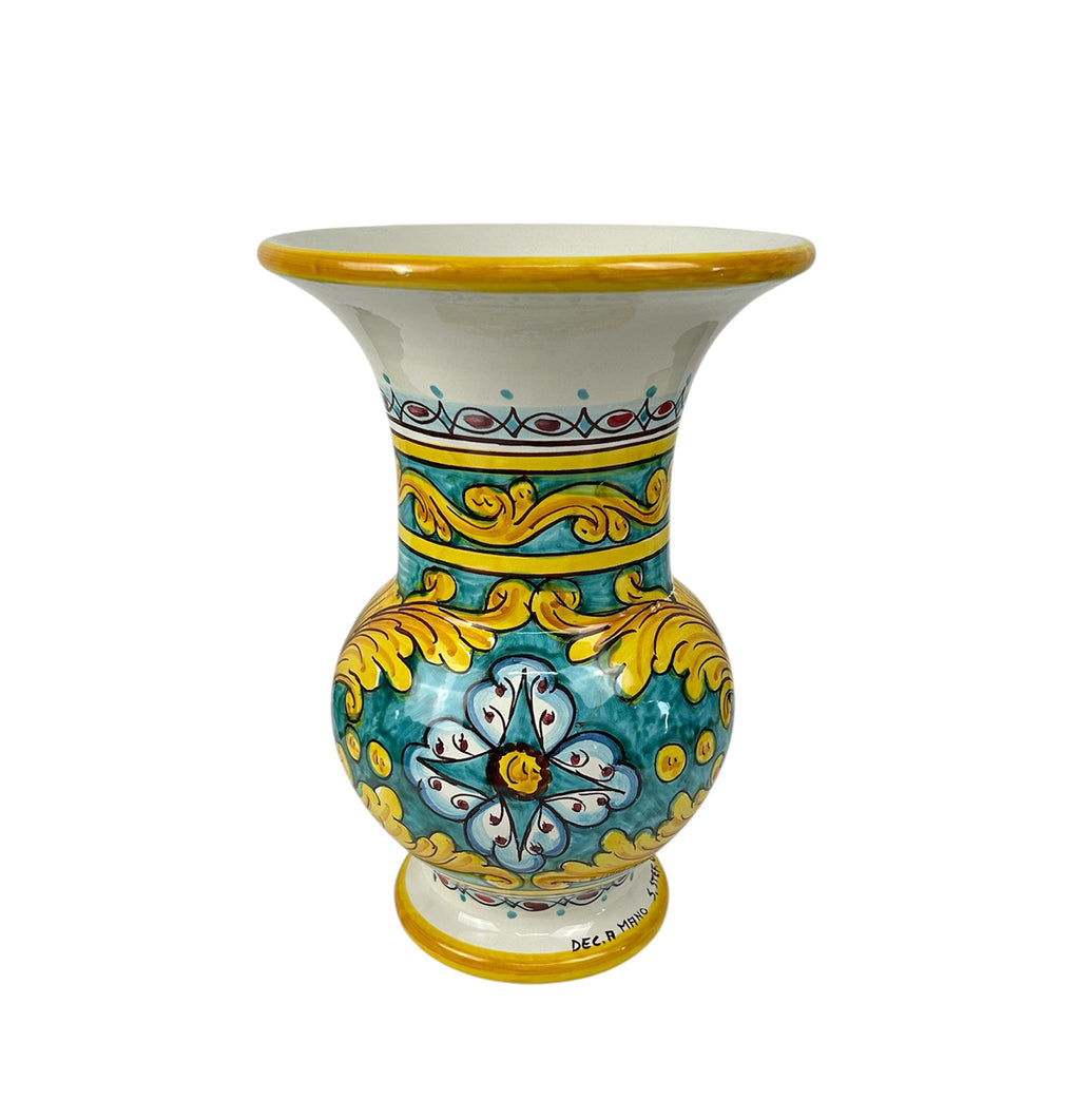 Vaso lavorato in ceramica decorata a mano da ceramisti siciliani gomes art 29