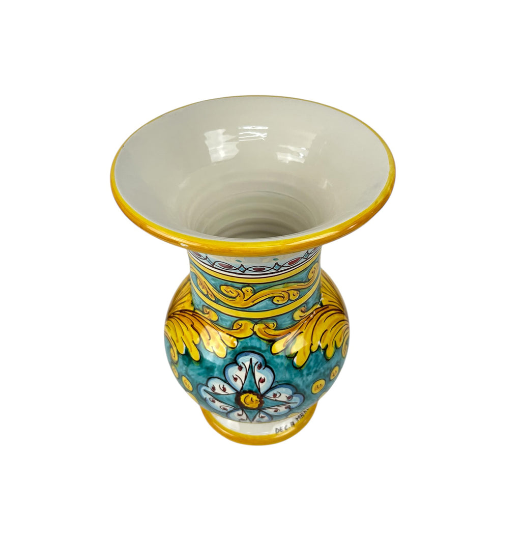 Vaso lavorato in ceramica decorata a mano da ceramisti siciliani gomes art 29