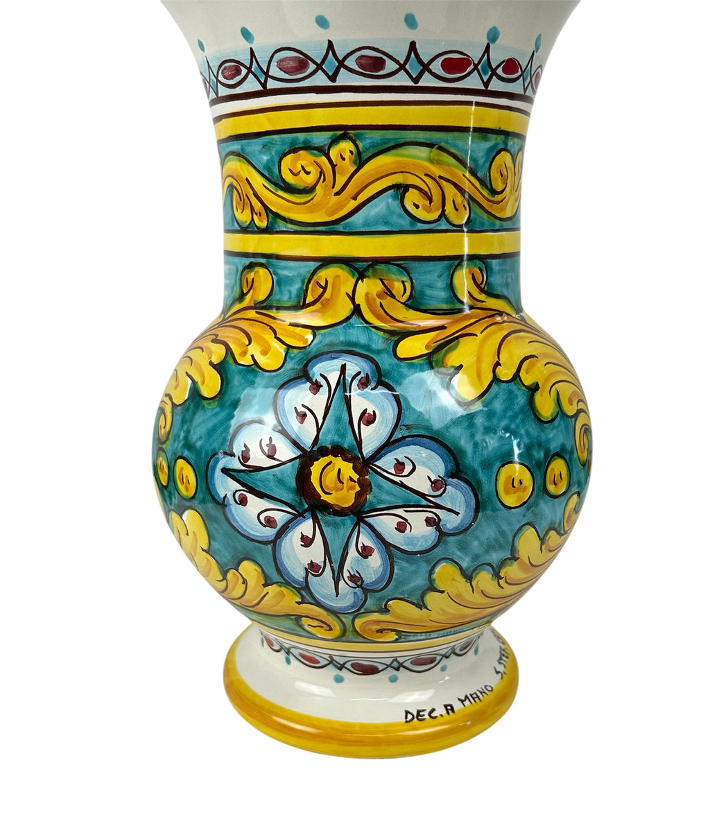 Vaso lavorato in ceramica decorata a mano da ceramisti siciliani gomes art 29