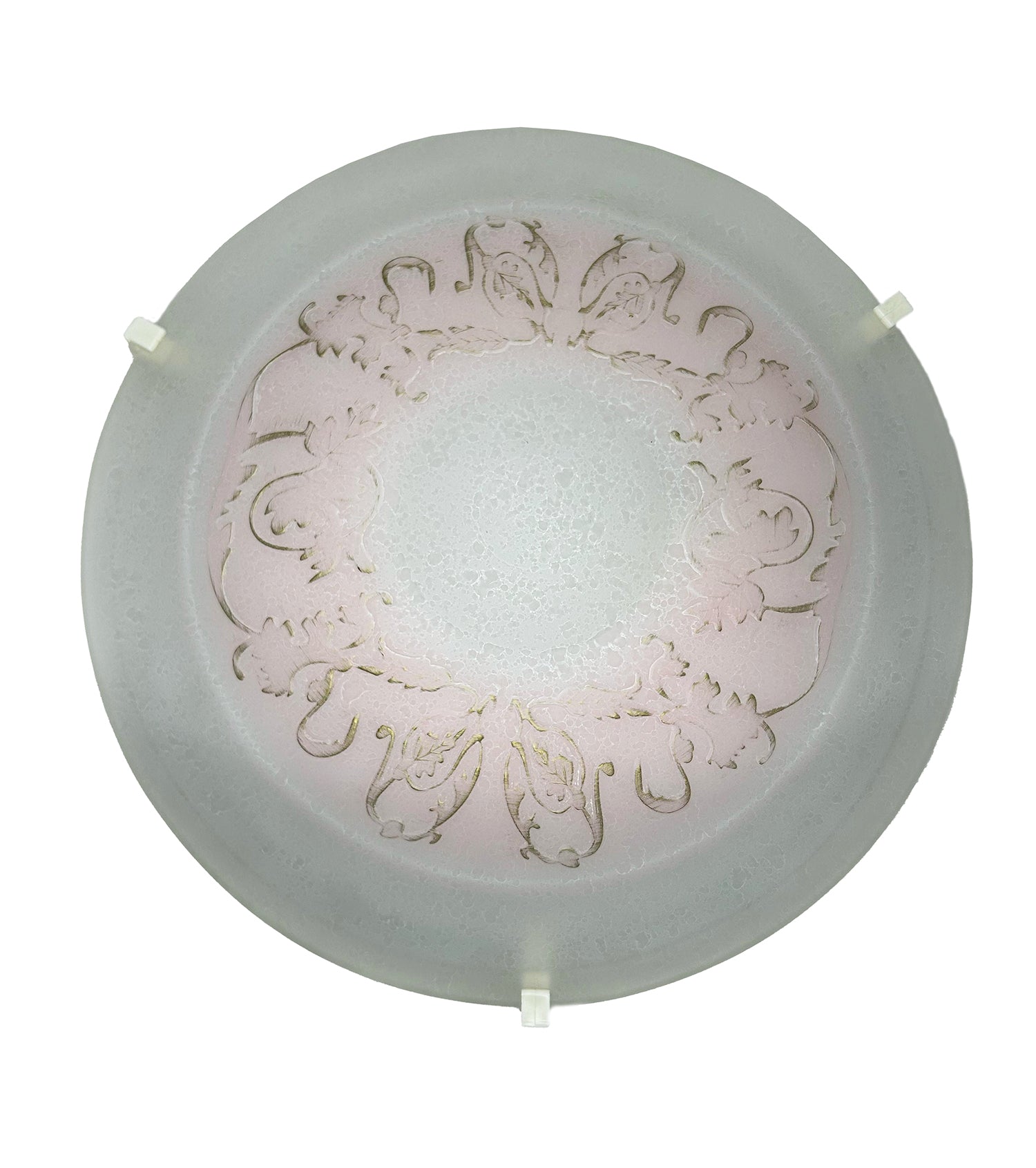 Plafoniera da soffitto classica in vetro rotonda decorata camera da letto, sala da pranzo, cucina, bagno, ingresso D 40 cm art. regina (ROSA)