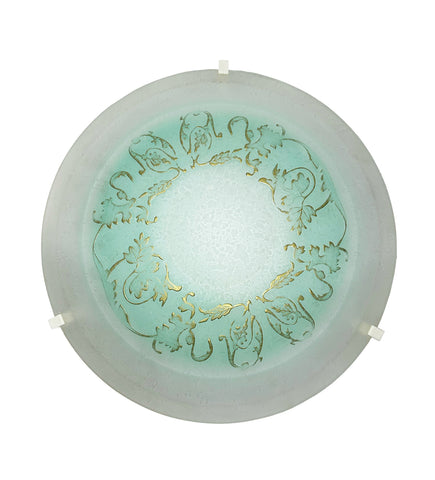 Plafoniera da soffitto classica in vetro rotonda decorata camera da letto, sala da pranzo, cucina, bagno, ingresso D 40 cm art. regina (VERDE)