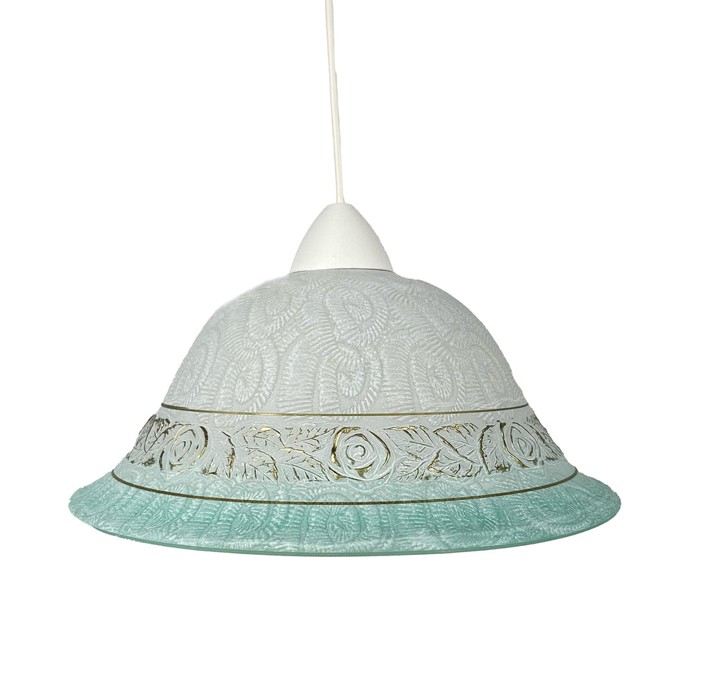 Lampadario a Sospensione Classico in Vetro, 1 Luce, per Cucina, Bagno, Camera, Soggiorno, Scala, Corridoio art. rosa verde