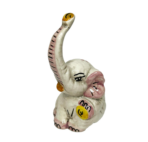Elefante in ceramica di Caltagione realizzato a mano, animali portafortuna (rosa)