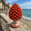 Pigna decorativa in ceramica di Caltagirone dipinta e decorata a mano rosso H 21 cm
