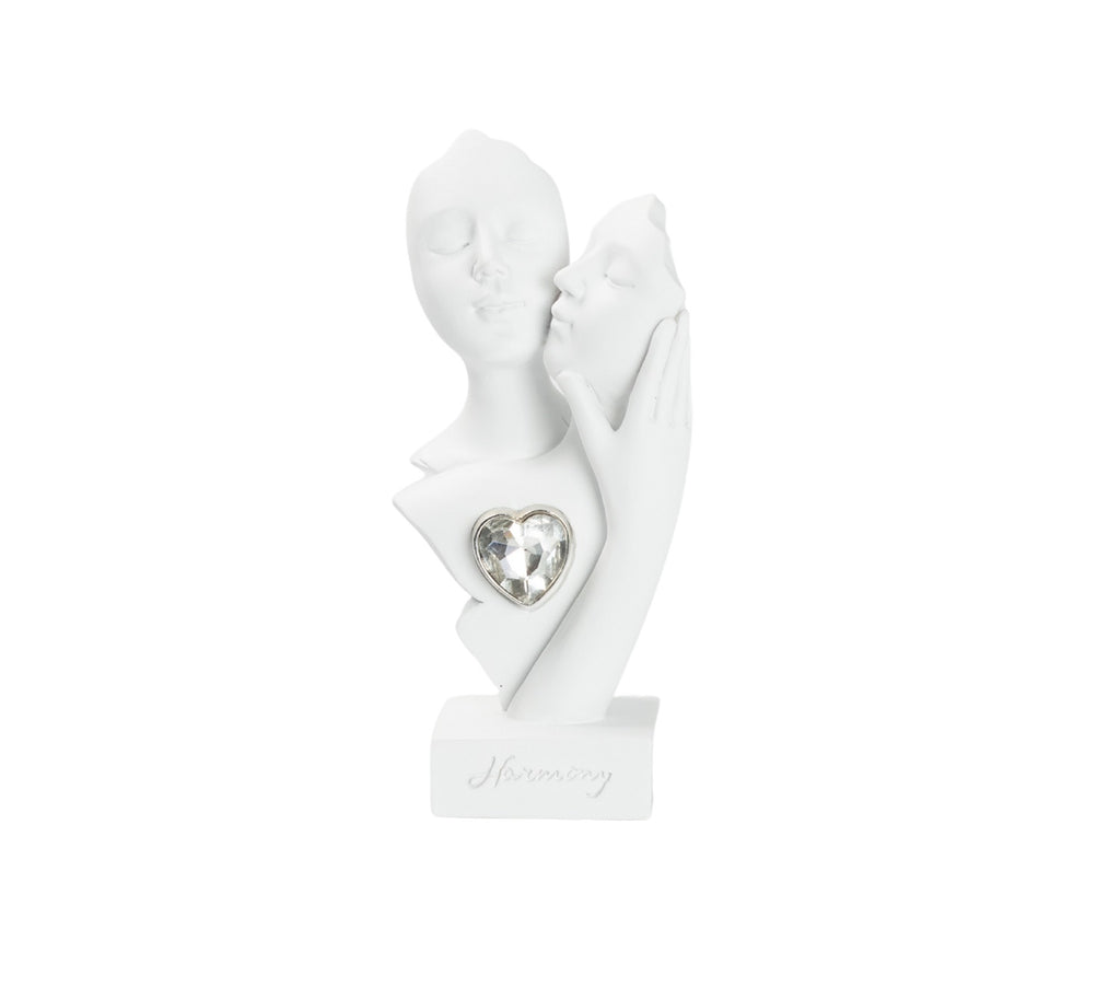 Coppia bacio in resina bianca bomboniera per matrimonio, ricorrenze, Harmony RSMT26067