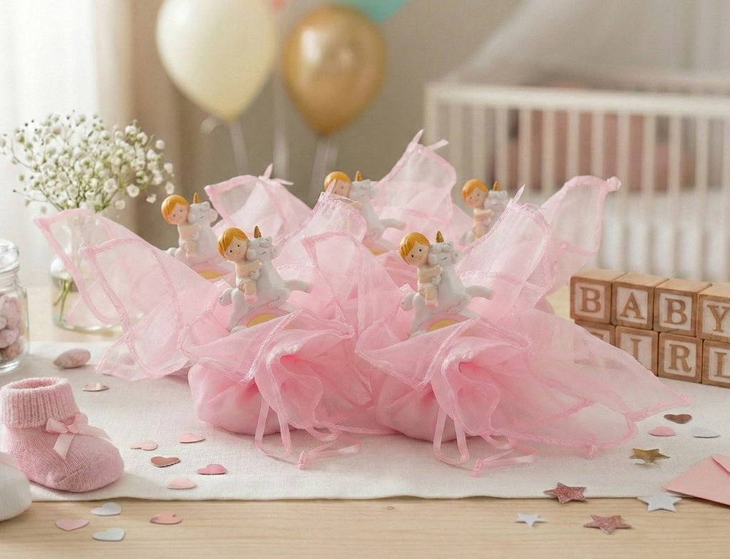 Set sacchettino porta confetti da 5 pz bomboniera per nascita, battesimo, Harmony RSNB25084