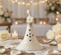 Bomboniera matrimonio con led maternità in porcellana bianco e tortora harmony S2493P