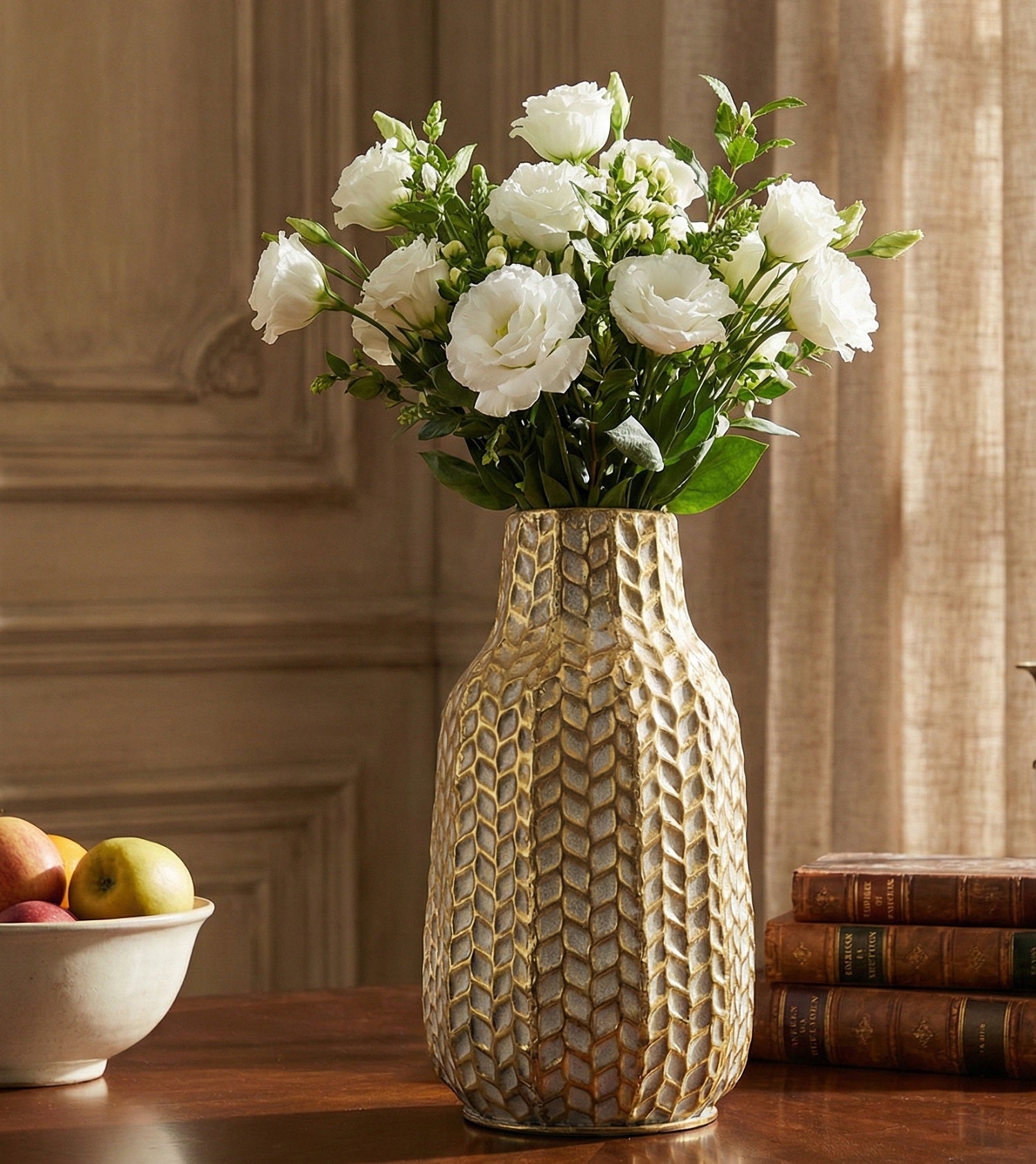 Vaso in metallo elegante glamour decorato oro harmony S2523S