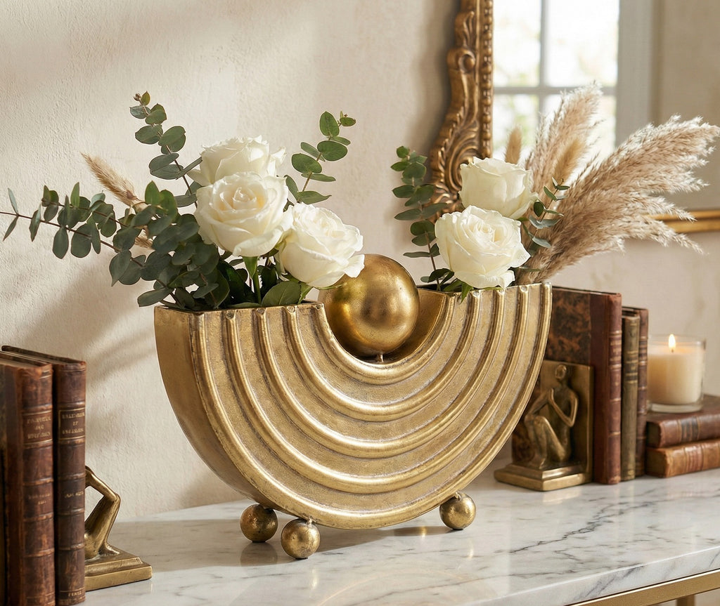 Vaso in metallo con sfera elegante glamour oro harmony S2525S