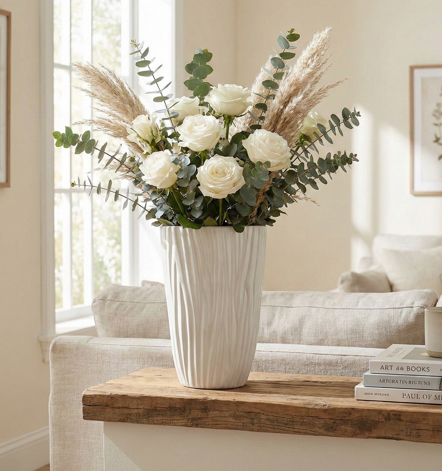 Vaso in porcellana bianco con particolare decorazione effetto tessuto harmony S2529P