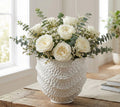 Vaso porta pianta in porcellana bianco con particolare decorazione effetto martellato harmony S2531P