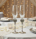 Bomboniera matrimonio coppia flut bicchieri spumante con cuori e strass harmony S2539S