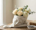 Vaso lady volto con fiore in porcellana bianco harmony S2541P