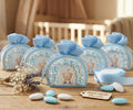 Set scatolina celeste porta confetti da 5 pz con orsetto bomboniera per nascita, battesimo, Harmony S3187L