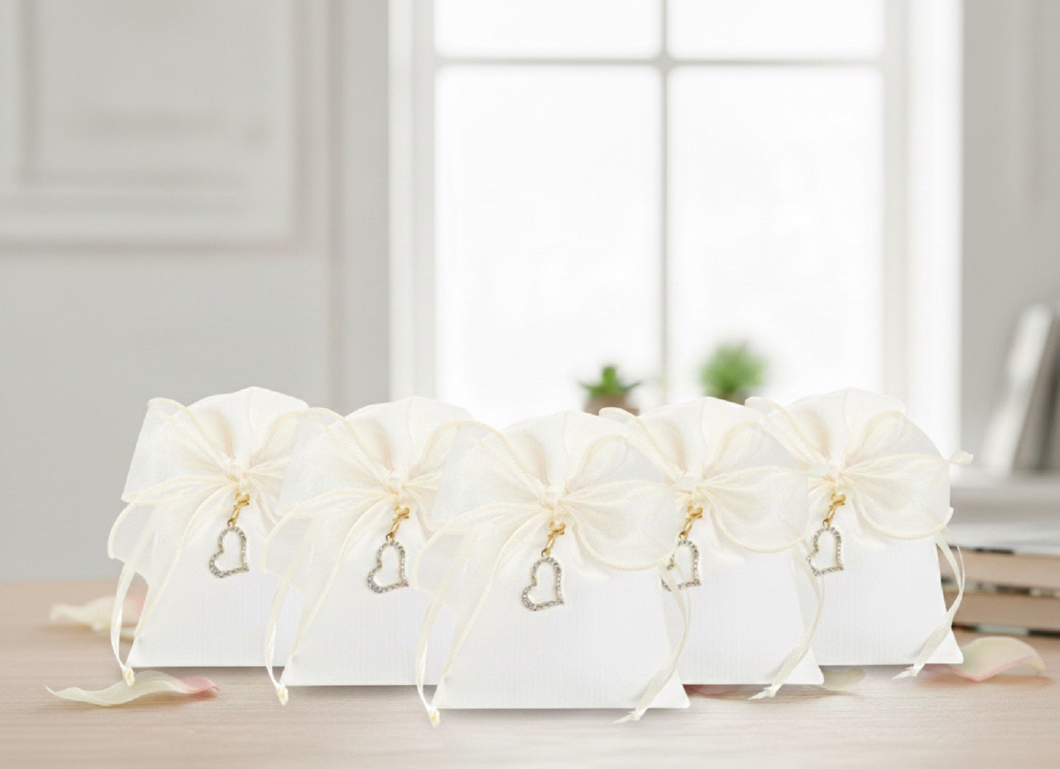 Set sacchettino porta confetti da 5 pz bomboniera per matrimonio, comunione, cresima, Harmony S3222A
