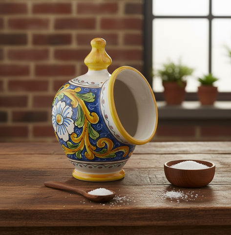 Saliera in ceramica decorata a mano da ceramisti siciliani barocco art 15