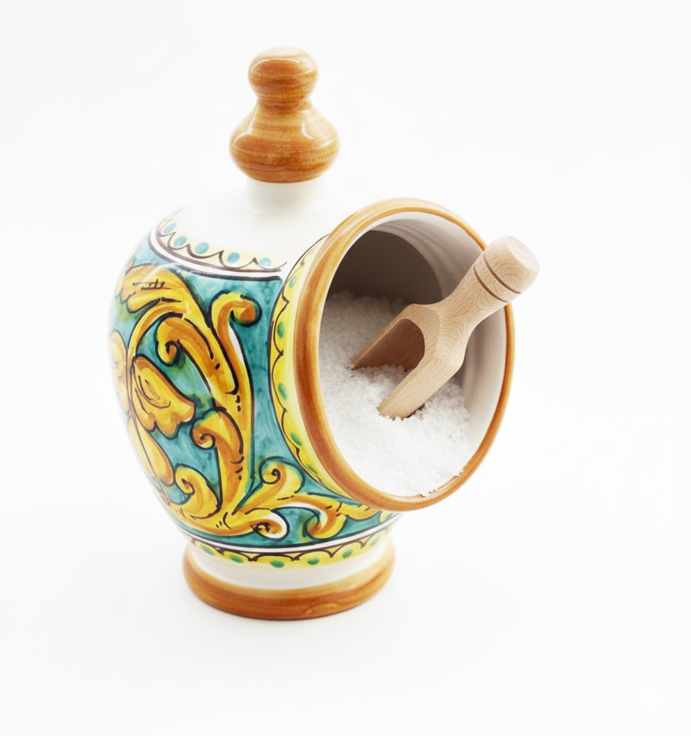 Ceramic salt cellar hand decorated by Sicilian ceramists gianluca art 15