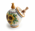Ceramic salt cellar hand decorated by Sicilian ceramists sunflower art 15