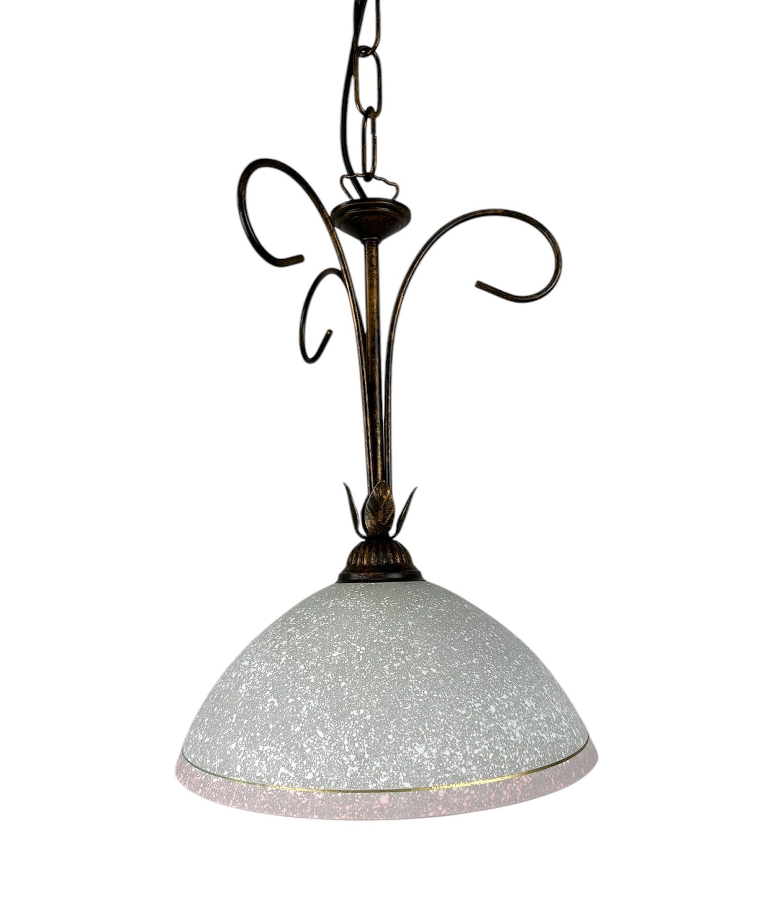 Lampadario a Sospensione ingresso 1 Luce in ferro battuto e vetro, per Cucina, Bagno, Camera, Soggiorno, Scala, Corridoio art. sam