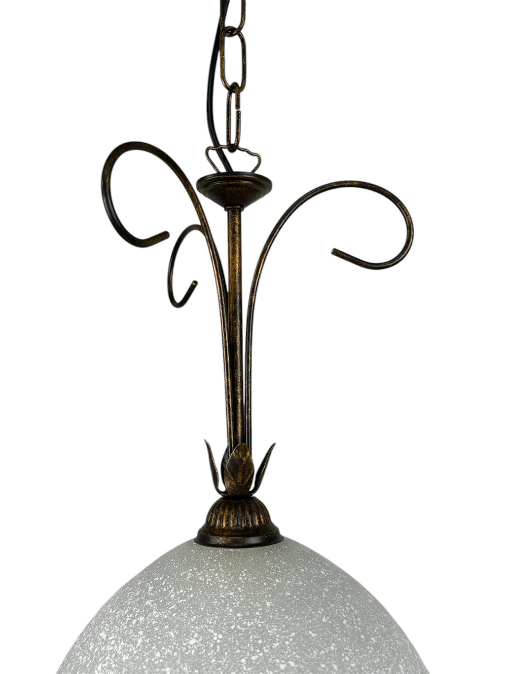 Lampadario a Sospensione ingresso 1 Luce in ferro battuto e vetro, per Cucina, Bagno, Camera, Soggiorno, Scala, Corridoio art. sam
