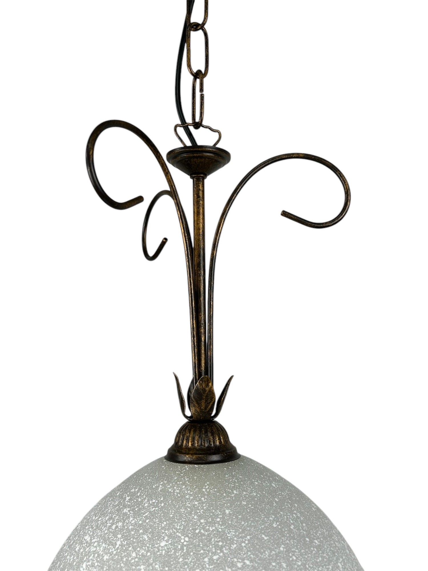 Lampadario a Sospensione ingresso 1 Luce in ferro battuto e vetro, per Cucina, Bagno, Camera, Soggiorno, Scala, Corridoio art. sam